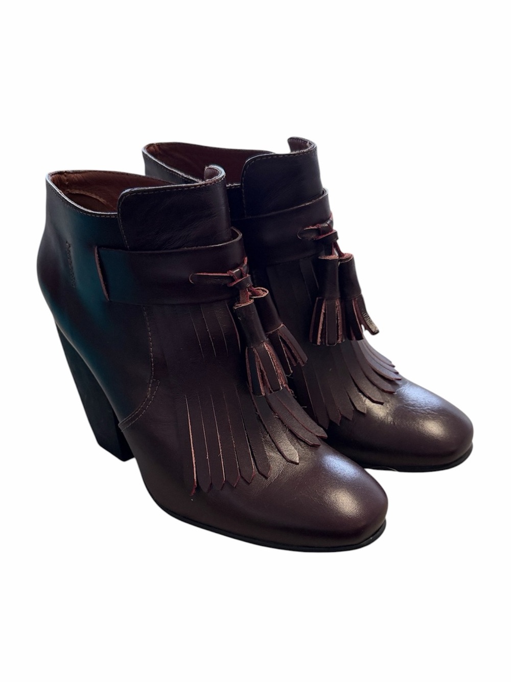 Rachel Comey wine color fringe tassel booties 8